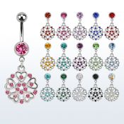 mcd573 banana ombligo acero quirurgico bola joya bisel 8mm redonda formada por corazones conectados plata al por mayor