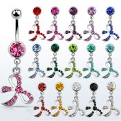 mcd588 piercing ombligo acero quirurgico bola joya bisel 8mm lazo cristal colgado 10mm distribuidor