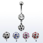 mcd626xa piercing ombligo acero quirurgico bolas 5 8mm doble joya bisel bola 8mm multi cristal puntos 10mm venta