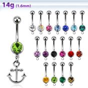 mcd632 piercing ombligo acero quirurgico bola joya bisel 8mm ancla liso colgado 10mm mayorista