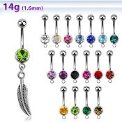 mcd638 piercing ombligo acero quirurgico bola joya bisel 8mm pluma curvada 10mm distribuidor