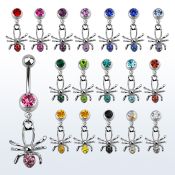 mcd673 piercing ombligo acero quirurgico bola joya bisel 8mm arana cristal 10mm al por mayor