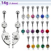 mcd686 piercing ombligo acero quirurgico bola joya bisel 8mm colgante best friends 10mm venta