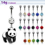 mcd688 piercing ombligo acero quirurgico bola joya bisel 8mm panda pintado colgado 10mm mayorista