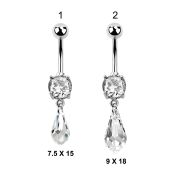 mcd712 steel belly banana w a long drop shaped crystal