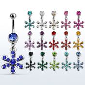 mcd725 piercing ombligo acero quirurgico bola joya bisel 8mm flor cristal 10mm distribuidor mayorista