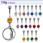 mcd733 banana ombligo acero quirurgico bola joya bisel 8mm luna durmiente 10mm distribuidor