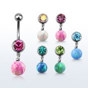 mcd754 piercing ombligo acero quirurgico bola 8mm joya bisel bola 8mm opalo distribuidor mayorista