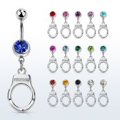 mcd765 piercing ombligo acero quirurgico bola 8mm joya bisel colgante esposas grabado freedom plata venta