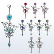 mcdbut11 piercing ombligo acero quirurgico bola joya bisel 8mm mariposa cristal estilo tipo tatuaje 10mm al por mayor
