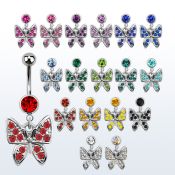 mcdbut7 piercing ombligo acero quirurgico bola joya bisel 8mm mariposa cristal 10mm venta