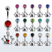mcdcr2 piercing ombligo acero quirurgico bola joya bisel 8mm corona unico cristal 10mm distribuidor
