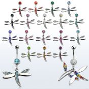 mcddgc piercing ombligo acero quirurgico bola joya bisel 8mm libelula cristal 10mm distribuidor mayorista