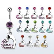 mcdhrc5 piercing ombligo acero quirurgico bola joya bisel 8mm corazon doble cristal colgado 10mm distribuidor mayorista