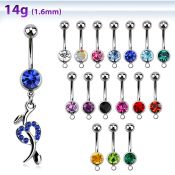 mcdhrc7 piercing ombligo acero quirurgico bola joya bisel 8mm corazon colgado cristal 10mm distribuidor mayorista