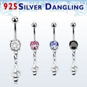 mcdvd17 piercing ombligo acero 316l zirconia redonda 8mm nota musical plata esterlina distribuidor mayorista