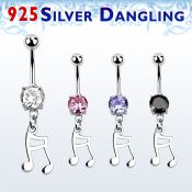 mcdvd20 piercing ombligo acero 316l zirconia redonda 8mm nota musical plata esterlina venta