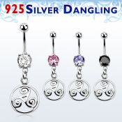 mcdvd23 steel belly banana w round cz stone silver triskele