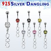 mcdvd31 piercing ombligo acero 316l zirconia redonda 8mm colgante remolino plata esterlina distribuidor