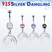 mcdvd32 steel belly banana w round cz stone silver swirl