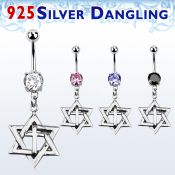 mcdvd7 piercing ombligo acero 316l zirconia redonda 8mm estrella david cruz plata esterlina venta