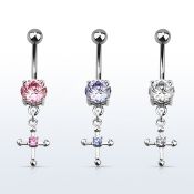 mcdz14s piercing ombligo acero quirurgico zirconia redonda 8mm cruz zirconia centro 10mm distribuidor