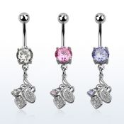 mcdz302 piercing ombligo acero quirurgico zirconia redonda 8mm flor lirio distribuidor mayorista