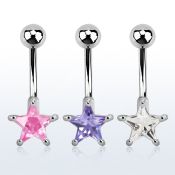 mcdz327 piercing ombligo acero quirurgico estrella 8mm zirconia 10mm mayorista