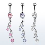 mcdz359 gold steel belly banana, w dangling vine design w czs