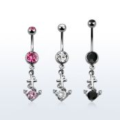 mcdz371b piercing ombligo acero quirurgico bolas doble joya bisel 5 8mm ancla colgado zirconia redonda 10mm mayorista