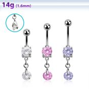 mcdz372 piercing ombligo acero quirurgico bola doble joya bisel 5 8mm zirconia redonda 10mm distribuidor