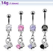 mcdz375 piercing ombligo acero quirurgico bola doble joya bisel 5 8mm cisne colgado zirconia redonda 10mm distribuidor