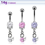 mcdz376 piercing ombligo acero qururgico bolas doble joya bisel 5 8mm cisne colgado zirconia redonda 10mm distribuidor