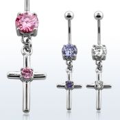 mcdz394 piercing ombligo acero quirurgico zirconia redonda 8mm cruz zirconia redonda centro 10mm distribuidor