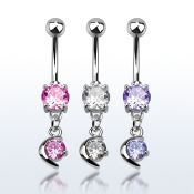 mcdz8 piercing ombligo acero quirurgico zirconia 8mm luna zirconia redonda 10mm venta