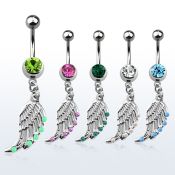 mcop568 piercing ombligo acero quirurgico bola joya bisel 8mm ala pajaro opalos sinteticos extremo 10mm distribuidor