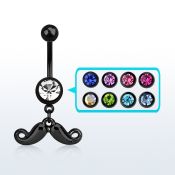 mdk518 piercing ombligo acero 316l pvd negro 8mm bola joya bisel colgante bigote volteado al por mayor