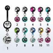 mdkfr8c piercing ombligo acero quirurgico pvd bola lisa 5mm bola 8mm joya 8mm multi cristal ferido rayas cebra 10mm venta