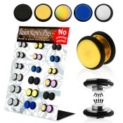 mgmpr3b display 18 plugs falsos magneticos variados acero acero anodizado tamanos variados 8mm 10mm distribuidor