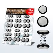 mgmpr4 display 18 plugs falsos magneticos acero brillo espejo anillos goma mayorista