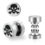 mip10 316l steel magnetic fake plug with bones skull logo