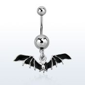 msd569 piercing ombligo acero quirurgico bolas acero liso 5 8mm murcielago negro colgado al por mayor