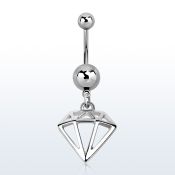 msd575 piercing ombligo acero quirurgico bola acero liso 5 8mm figura diamante distribuidor