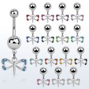 msd761 piercing ombligo acero quirurgico bola acero liso colgante pequena libelula colgante laton chapado plata