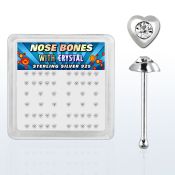 nbhrbxc caja display piercing nariz hueso plata esterlina 925 0 6mm corazon 1 5mm cristal redondo claro centro distribuidor mayorista