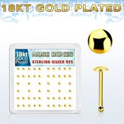nbmx3rg 18k gold plated silver nose bones w 2mm flat round tops