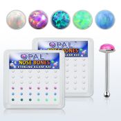 nbo2 box w 36 pc of 925 silver nose bones w 2mm opals glued