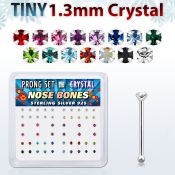 nbp6mx caja display piercing nariz hueso plata esterlina 925 0 6mm cristal 1 25mm distribuidor mayorista