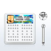 nbsb20xc caja display 52 piercing nariz hueso acero quirurgico cristal redondo 2mm bisel distribuidor