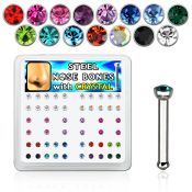 nbsxm caja piercing nariz hueso acero 316l 1mm cristal redondo 2mm venta